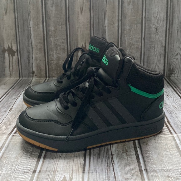 adidas Other - ***LIKE NEW*** Adidas Black Teal Mid Top Sneakers Size 4 Youth - only worn once!